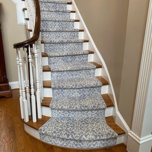 Gallery photo of carpet runner on stairs - see more of our work at Bell's Carpets and Floors