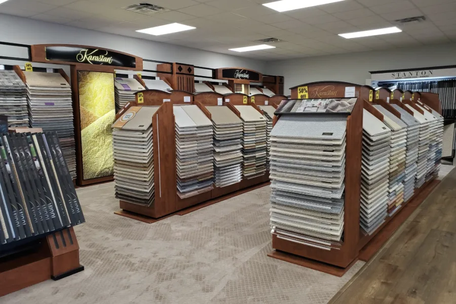 carpet showroom by Bell's Carpets & Floors in Industrial Dr. Raleigh, NC area