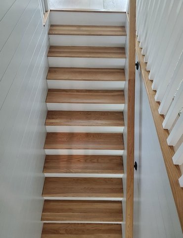 Hardwood stairs in Wake Forest, NC from Bell's Carpets & Floors